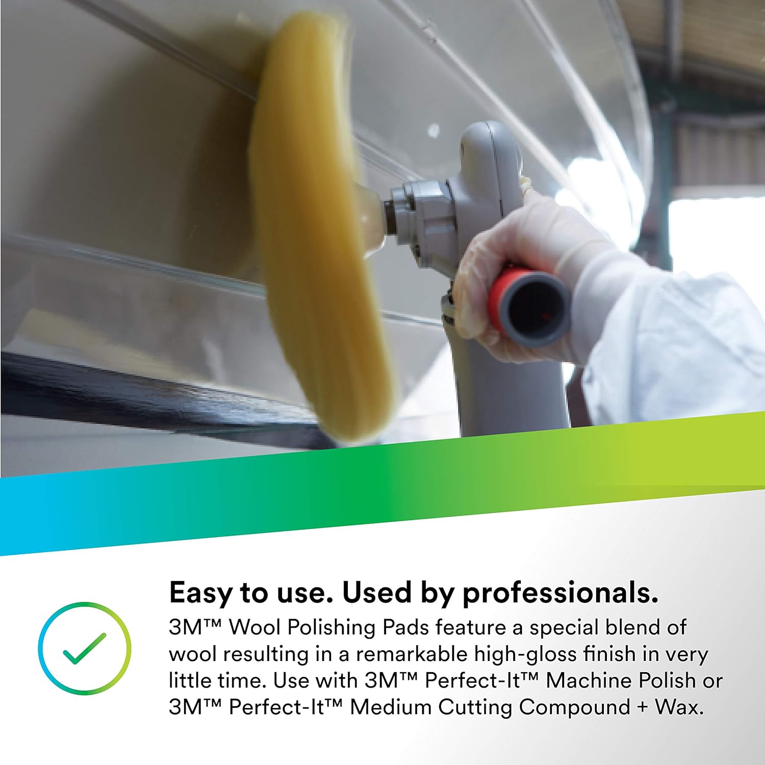 3M Wool Polishing Pad (05713) – For Boats, Cars, Trucks and RVs – Single-Sided – 9 Inches , Yellow: Automotive