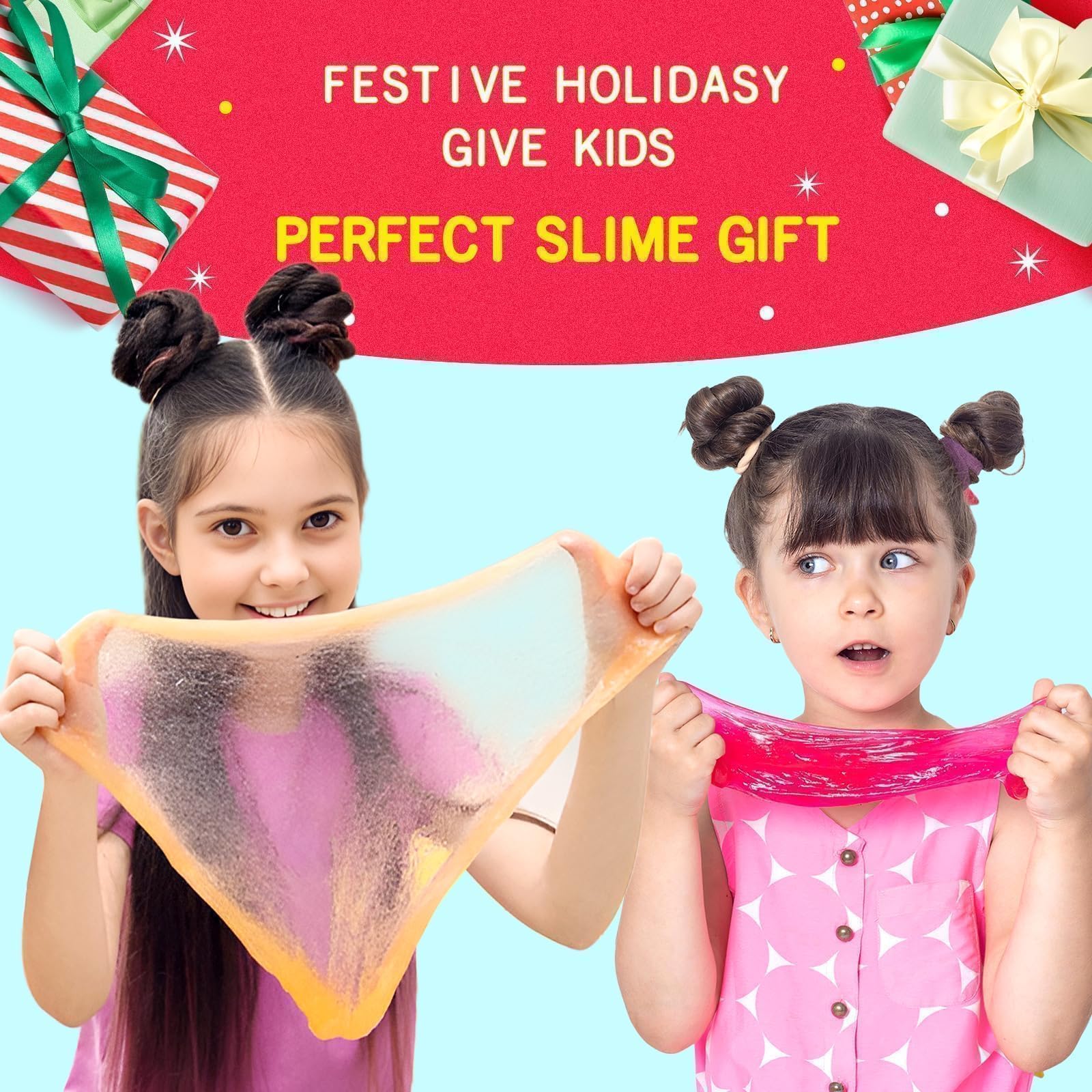 116pcs Large Package Slime Party Favors Kit, Boys and Girls 4-12 Relieve Stress Gift with Butter Clear Slime Clear Mix ins, Mermaid Charm Etc. Perfect Birthday DIY Toy for Kids 6-10