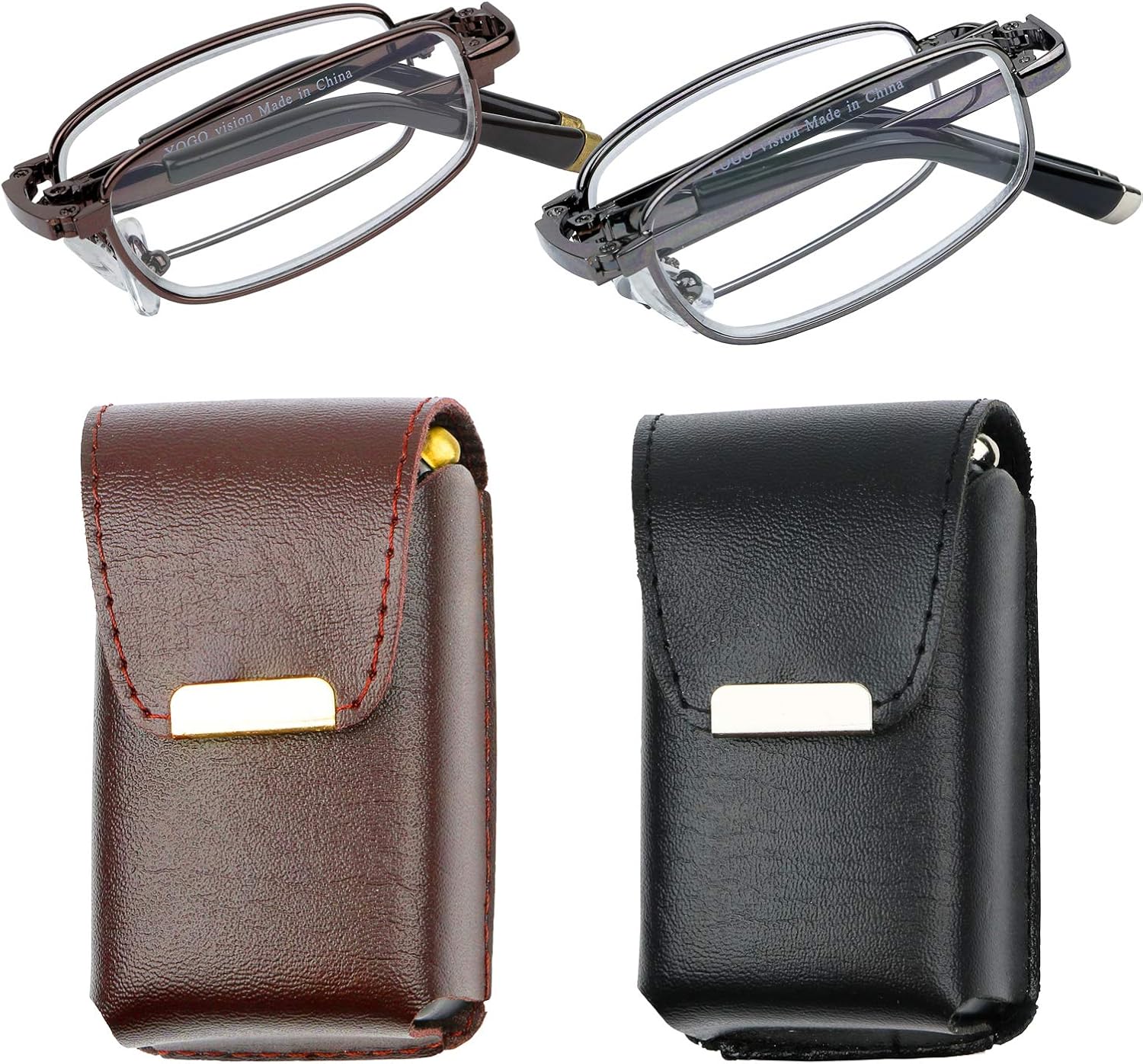 folding reading glasses in a case