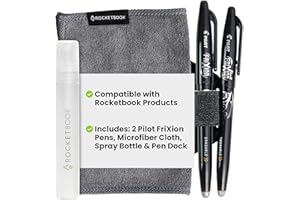 Rocketbook Accessory Kit – Complete Set with 2 FriXion Gel Pens, Spray Bottle, Microfiber Cloth & Pen Dock – Compatible with Rocketbook Notebooks & Planners for Effortless Organization Daily