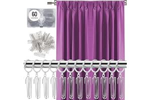 Urbanred 60 Pcs Pinch Pleat Curtain Hooks for Drapes, 4 Prongs Stainless Steel Pleated Tape Curtain Drapery Hooks/Clips/Pin/Clamp, Traverse Pleater Curtain Hanger, Curtain Pin Hooks