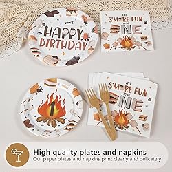 96 Pcs S'Mores Camping Birthday Party Decorations