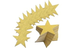 ACDESIGN 160 Pcs Glitter Star Cutouts, Shining Paper Stars Confetti Cardboard Stars for Bulletin Board, Crafts, Stars Accents Classrooms, Party Decorations,5.3 Inches（Gold)
