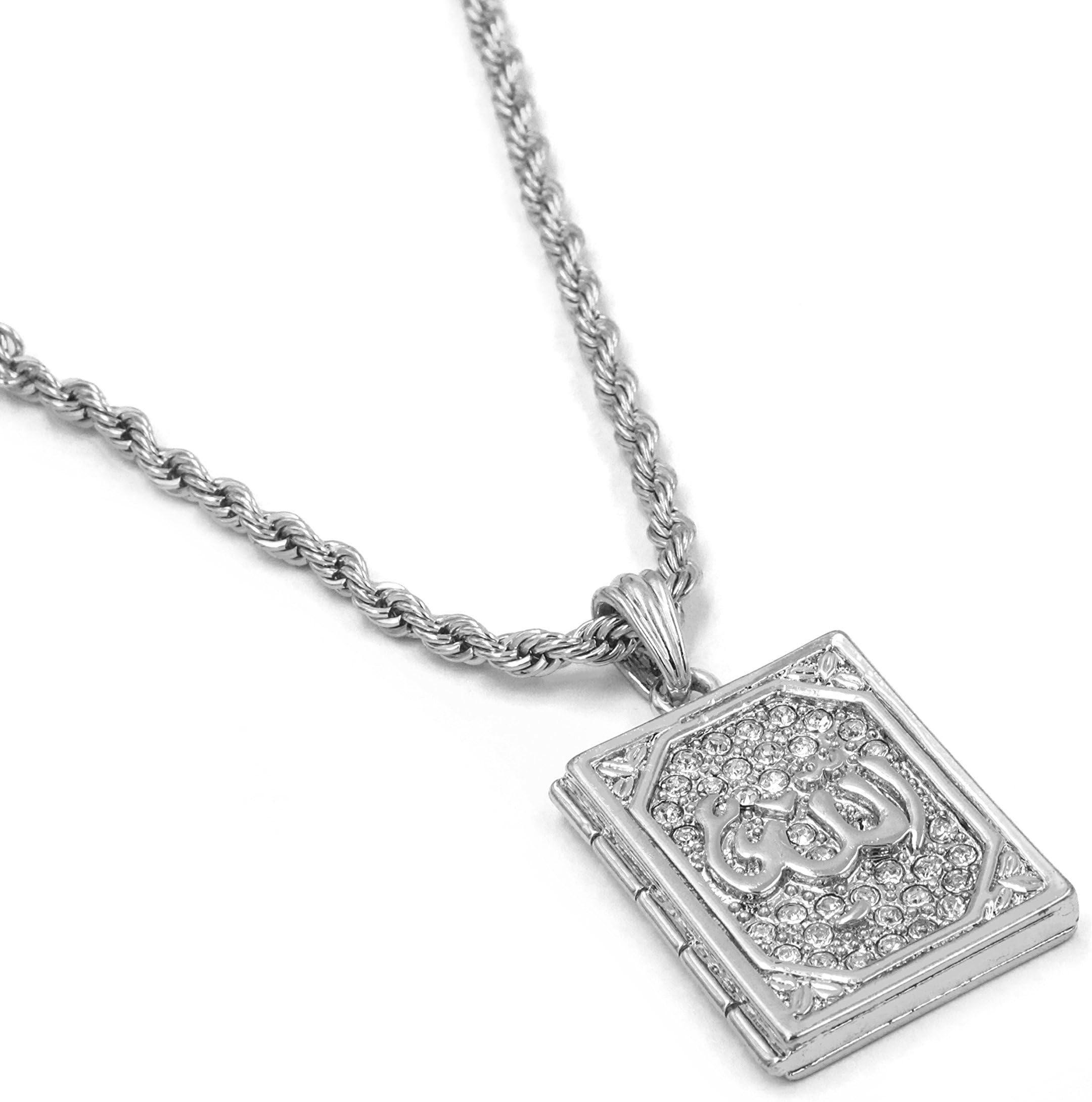 Iced Out Allah Mohhamed Quran Pendant W/24 Rope Chain