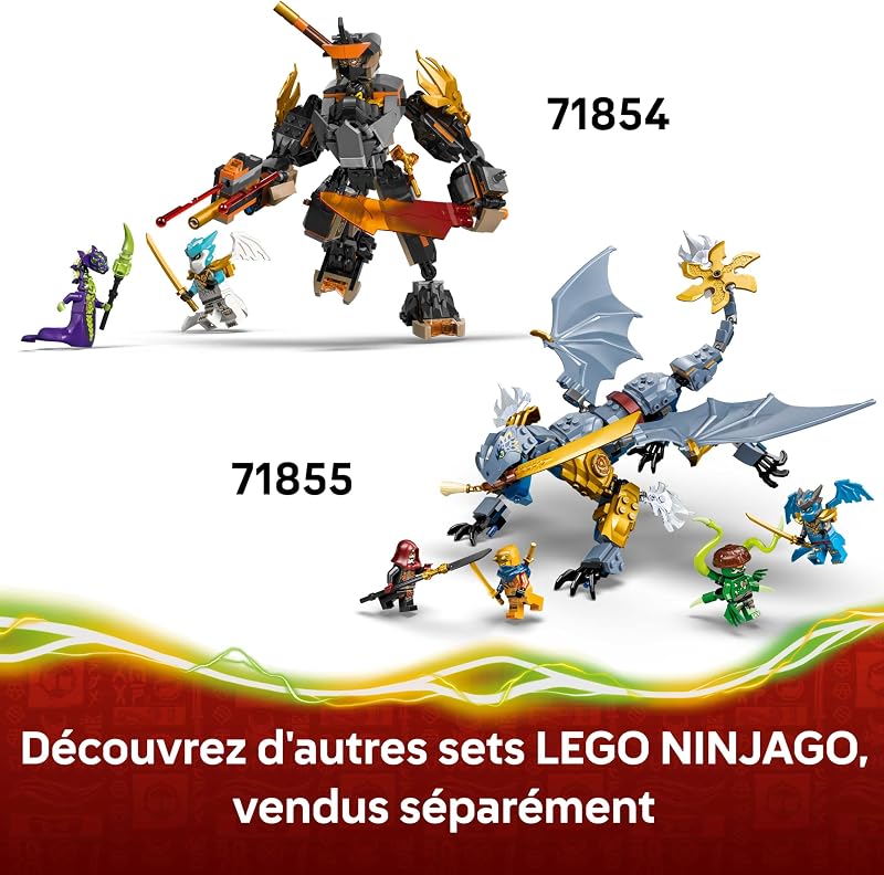 Ninjago La Mission du Robot Cole et du Dragon Zane - Jouet Ninja avec Figurine d'action, 3 Minifigurines & Sabre - Cadeau d'anniversaire pour Garçon dès 7 Ans & Fans 71854 — photo 7 sur 8