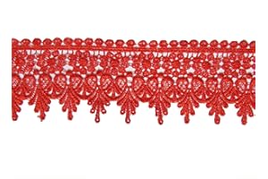 YYCRAFT 5 Yards Red Lace Edge Trim Wedding Applique DIY Sewing Crafts(Width:3.5 Inch Red)