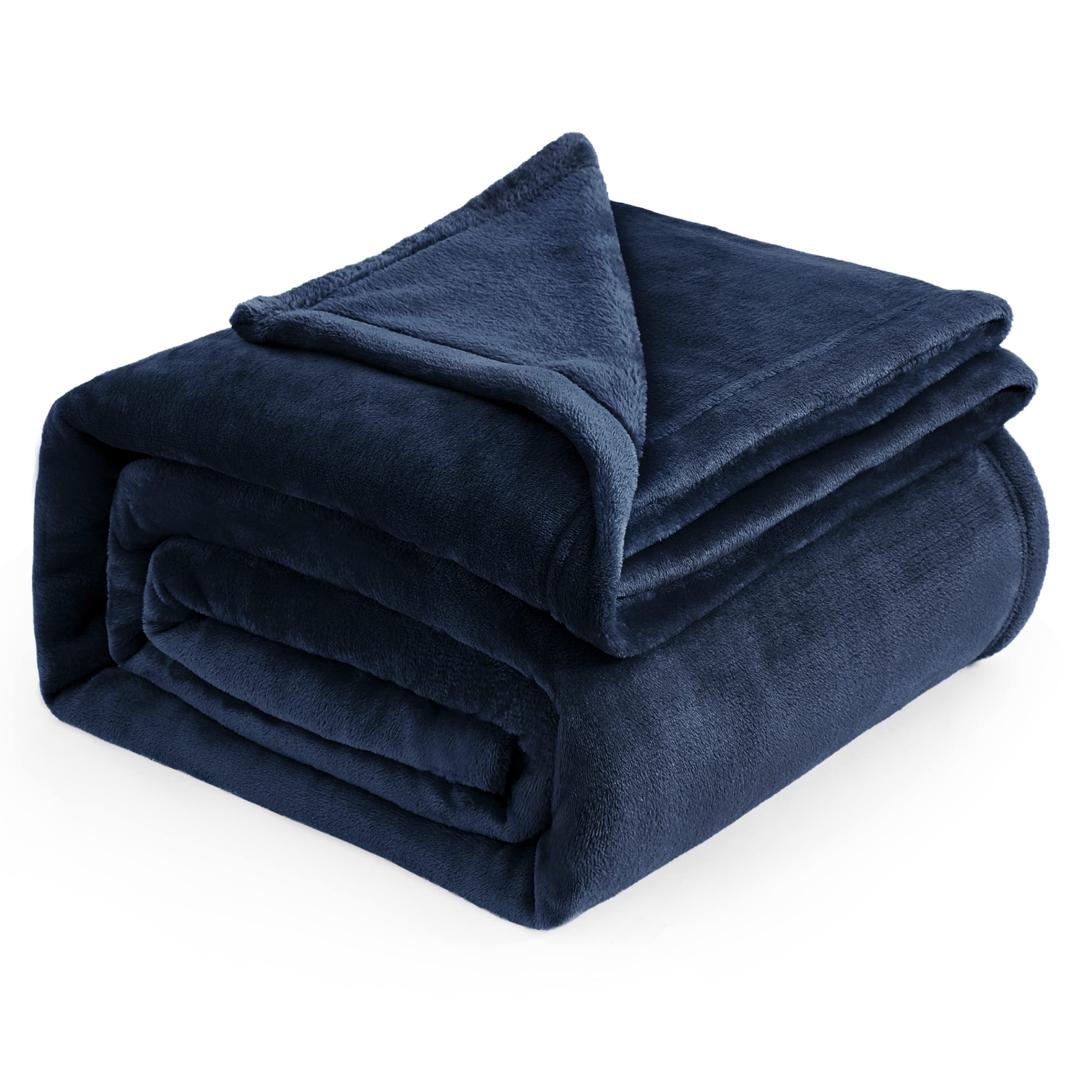 Bedsure Fleece Blanket King Size - Soft Cosy Fluffy Throw Blankets for Bed, Warm Large Throws for Audlts, Gifts for Women and Men,Navy Blue, 270x230 cm