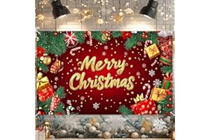 BlissYard Merry Christmas Banner Red Gold Gifts Snowflakes Candy Canes 71x43 Inch Holiday Decorations for Indoor Outdoor Party Supplies Xmas Home Decor Festive Backdrop Celebration