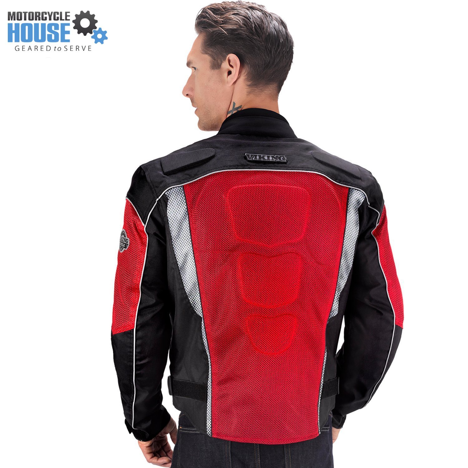 Viking Cycle Warlock Motorcycle Mesh Jacket Black Silver Red Xl Buy Online In Bermuda At Desertcart