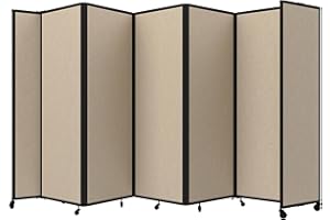 Versare Room Divider 360 Portable Wall Partition | Folding Panels | Large Freestanding Divider | Locking Wheels | Temporary Room Separator