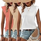 FUNBANG 3-Pack Womens Casual Tank Tops Summer Spring Trendy T Shirts Loose Fit Short Cap Sleeve Beach Vacation Clothes 2025