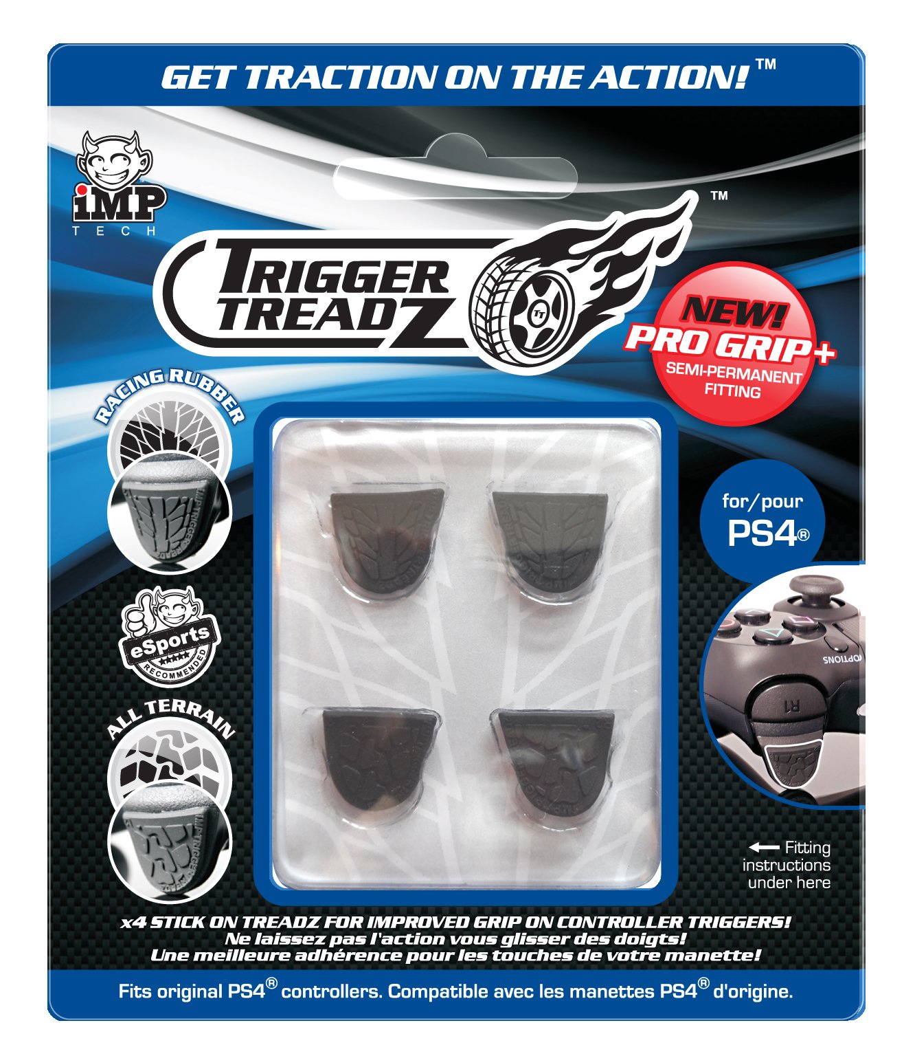 Snakebyte Trigger Treadz - Original 4-Pack for (PS4) - Anti Slip Trigger Rubbers - PlayStation 4