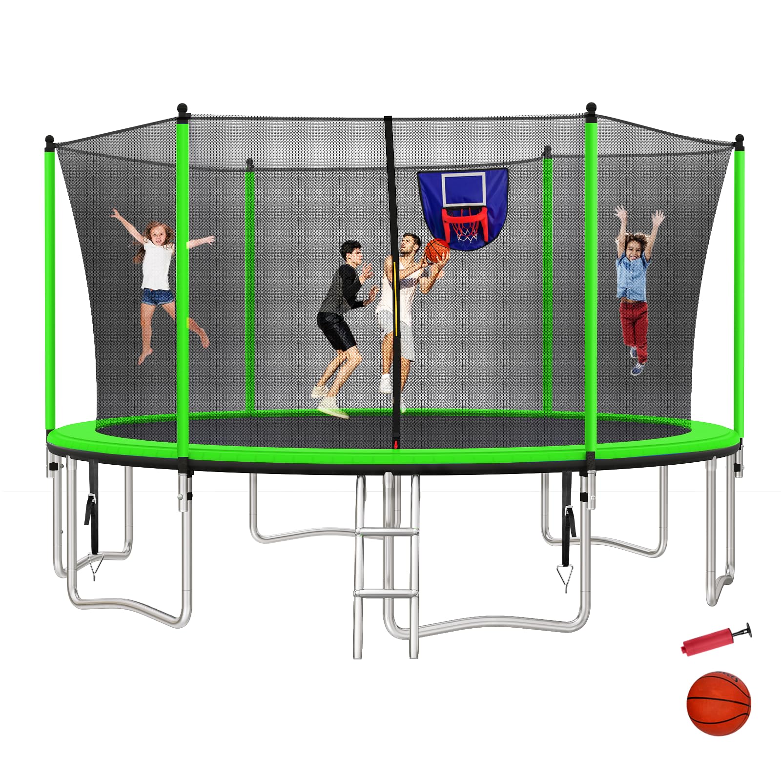 Photo 1 of ** SET 2 BOX** Lyromix 15FT Trampoline for Kids and Adults, Outdoor Recreational Trampolines with Safety Enclosure Net and Basketball Hoop