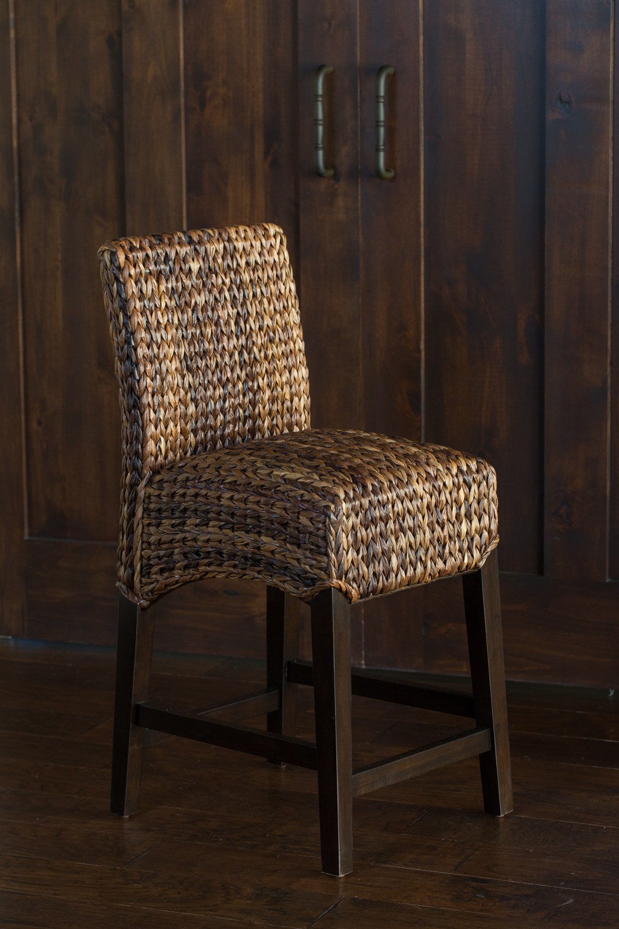 BIRDROCK HOME Bird Rock Seagrass Counter Stool (Counter Height) | Hand Woven Mahogany Wood Frame | Fully Assembled