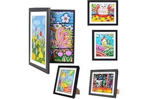 SIXZERONE [3-Pack]Kids Artwork Frames Changeable - Kids Art Frame,Kids Art Frames Front Opening Holds 150,Children Art Projects Kids Art Frames,10x12.5 Picture Frame for Display Kid Art Work,With Storage(Black)
