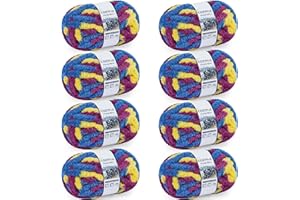 Cozyful Chunky Yarn for Hand Knitting - #10 Chunky Chenille Blanket Yarn, Jumbo Big Thick Chunky Yarns for Crocheting, Tie Dye Bulky Knit Yarns, 8 Skein (25 yds 8 oz Each Skein), Purple&Blue&Yellow