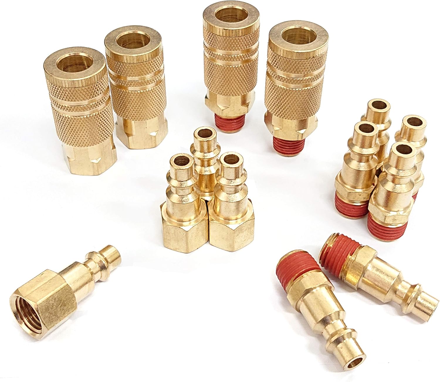 Tanya Hardware Coupler and Plug Kit (14 Piece), Industrial Type D, 1/4 in. NPT, Solid Brass
