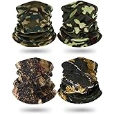 Syhood 4 Pieces Camouflage Fleece Neck Warmer Gaiter Winter Ski Face Covering Thick Thermal Windproof Ski Neck Gaiter for Unisex Cold Weather Outdoor Sports
