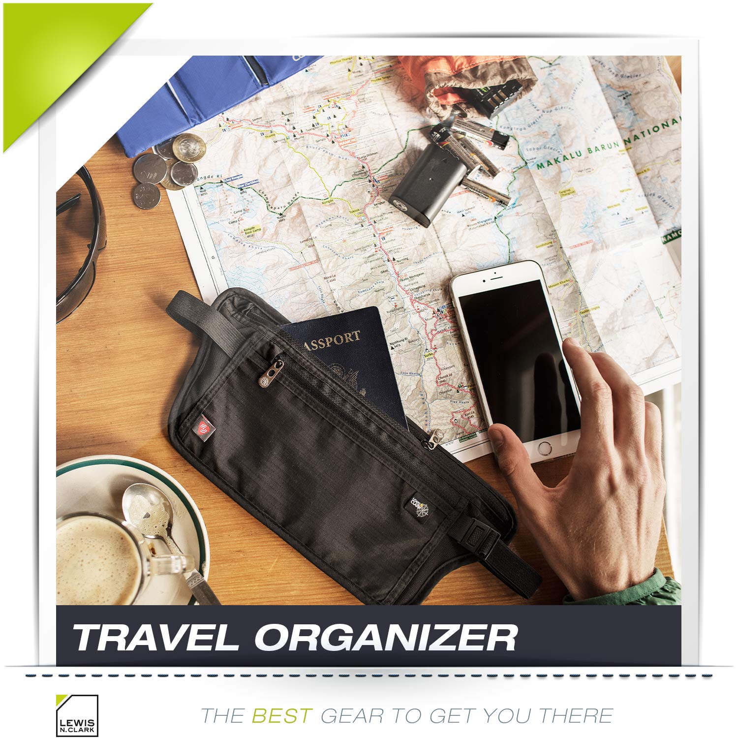 Lewis N. Clark RFID Blocking Money Belt Travel Pouch Waist Stash + Credit Card, Id, Passport Holder for Women & Men