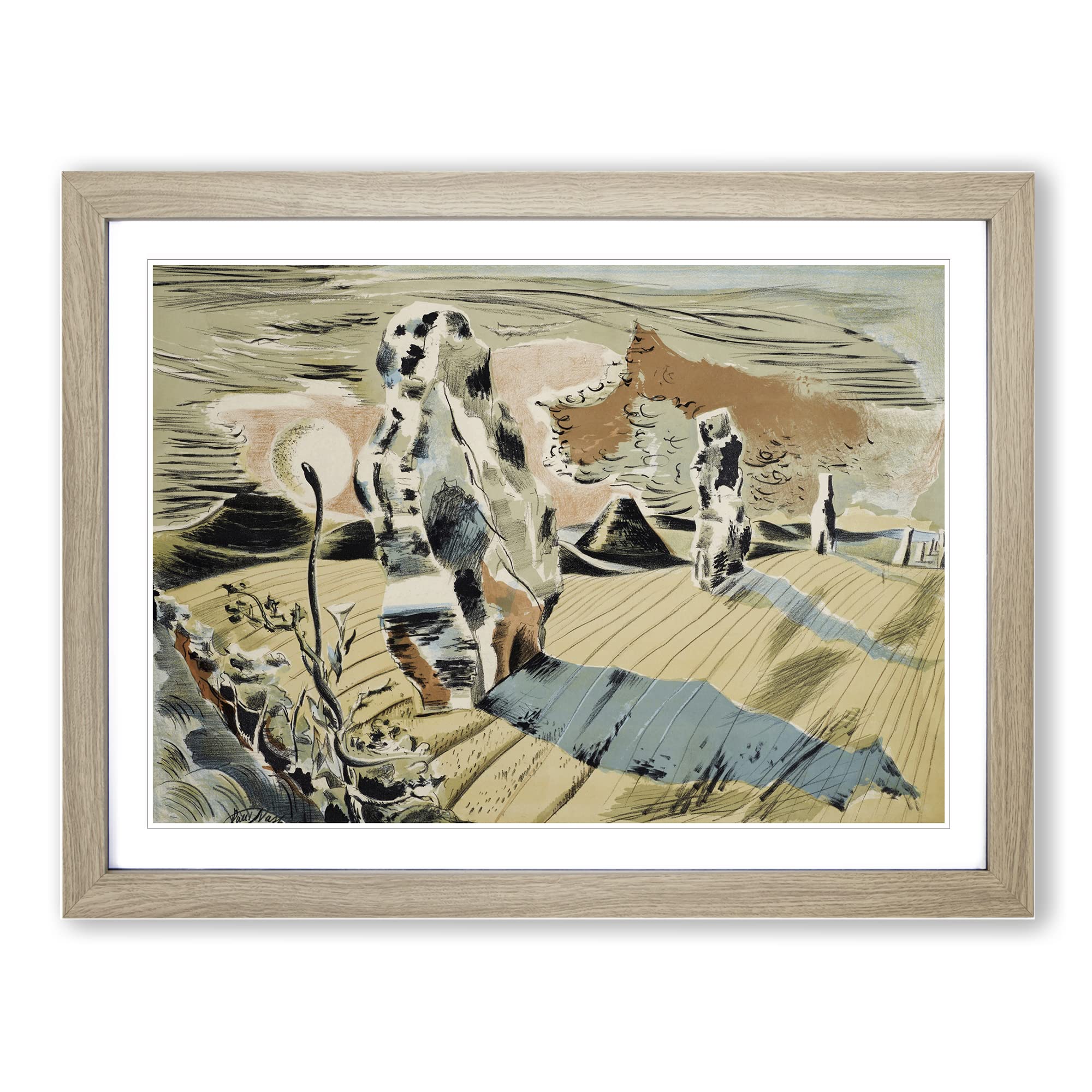 Avebury By Paul Nash Classic Painting Framed Print | A3 Oak Framed Wall Art | Ready to Hang | Classic Historical Picture | Living Room Bedroom Lounge Office