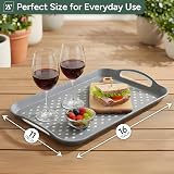 Zuvo Anti-Slip Food Serving Tray Set of 2 – BPA-Free Plastic Grey view 2