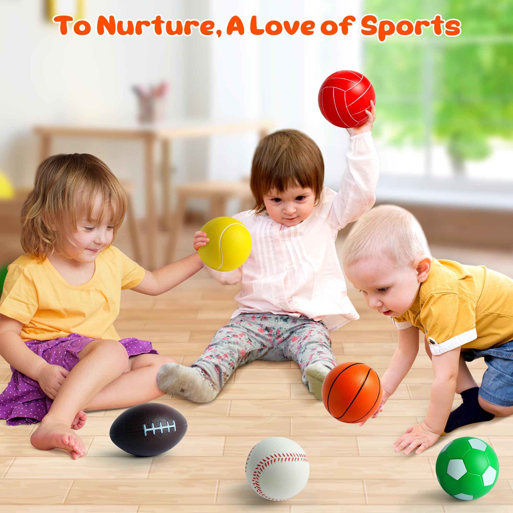 Billeeit Mini Sports Balls Set for Toddler 1-3, Sports Bag for Kids, Include 1 Each of 3.5