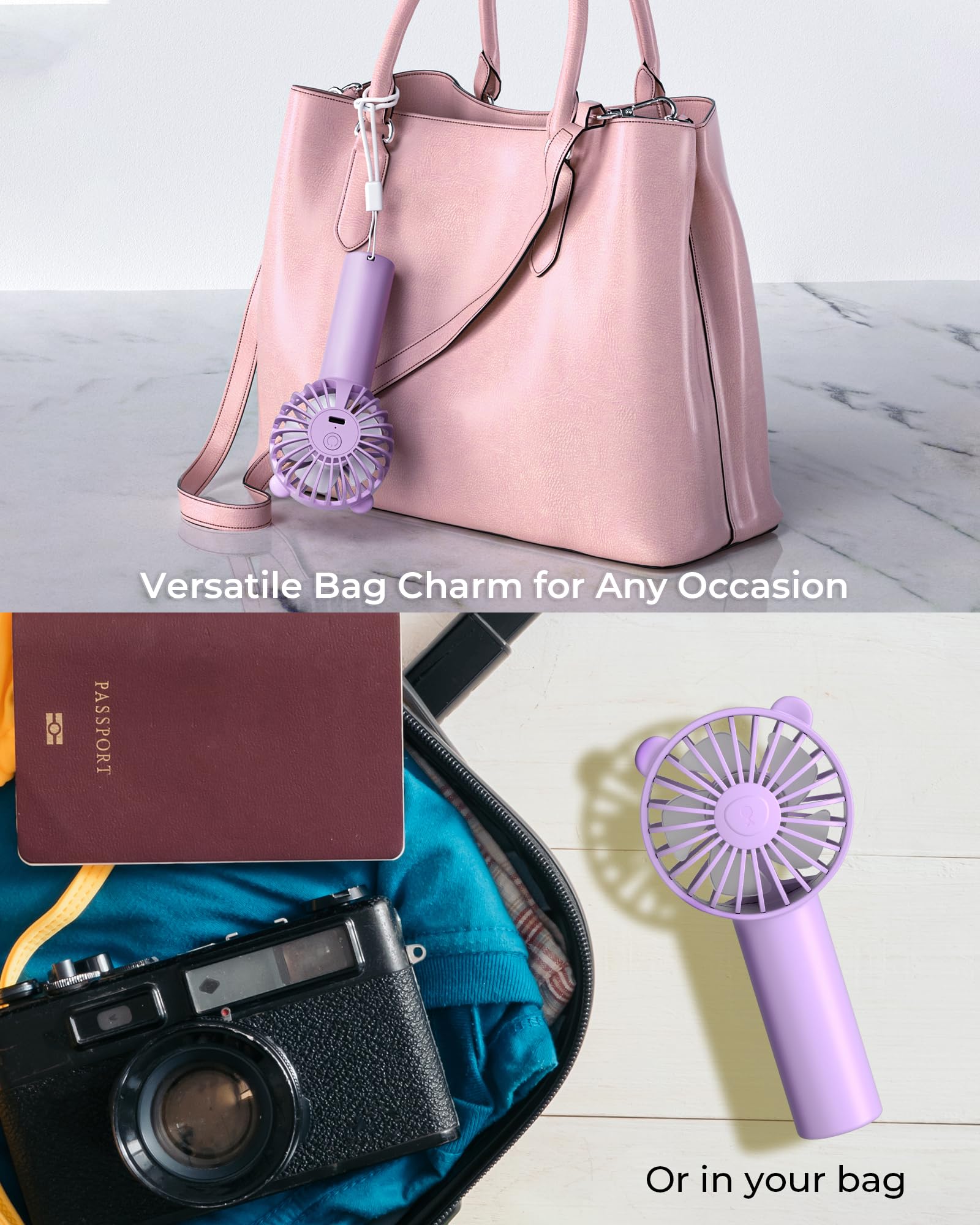 Mini Portable Fan With 3 Speeds, 2000mAh Battery USB-C Rechargeable, Quiet Operation, Stylish Handheld for Outdoors & Travel