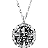 XINGYXLAI 925 Sterling Silver Patron Saint Necklace Amulet Miraculous Medal Pendant Jewelry for Men Women with Friendship Talisman Travel Inspirational Gifts