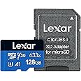 Lexar High-Performance 633x 128GB microSDXC UHS-I Card with SD Adapter, C10, U3, V30, A1, Full-HD & 4K Video, Up To 100MB/s R