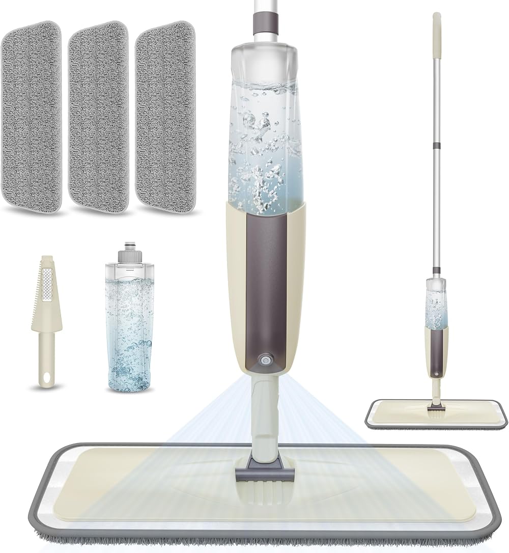 MEXERRIS Spray Mop with 3 Reusable Pads 300ml Bottle Floor Cleaner