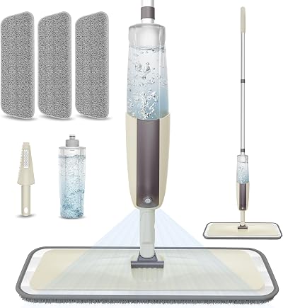 MEXERRIS Spray Mop with 3 Reusable Pads 300ml Bottle Floor Cleaner
