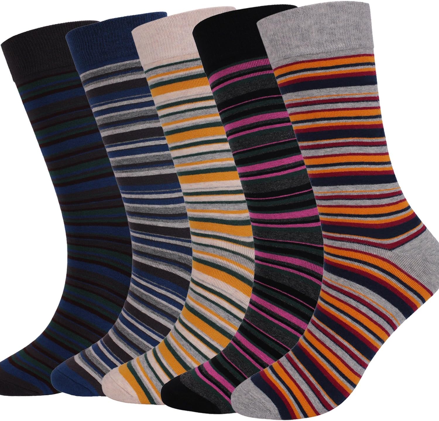 DRASEX Men's Dress Socks Colorful Pattern Combed Cotton Casual Funky Crew Socks