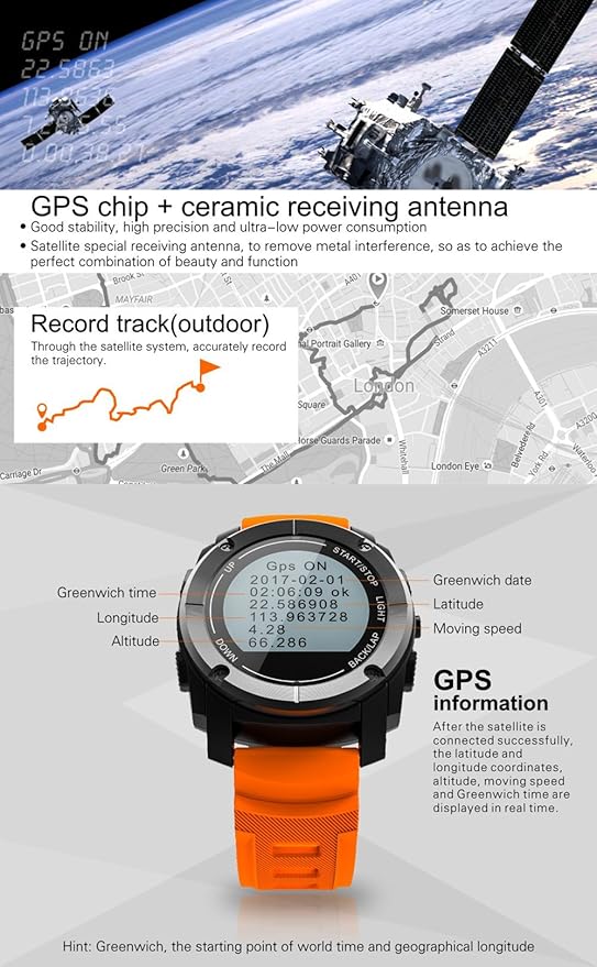 Amazon.com: BOND S928 GPS Watch Real-time Heart Rate Tracker ...