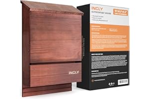 INCLY Bat House for Outdoors 15"x9.2"x3.2" Shelter Box kit Double Chamber Dark Natural Cedar Wood, Pre-Finished Easy to Install