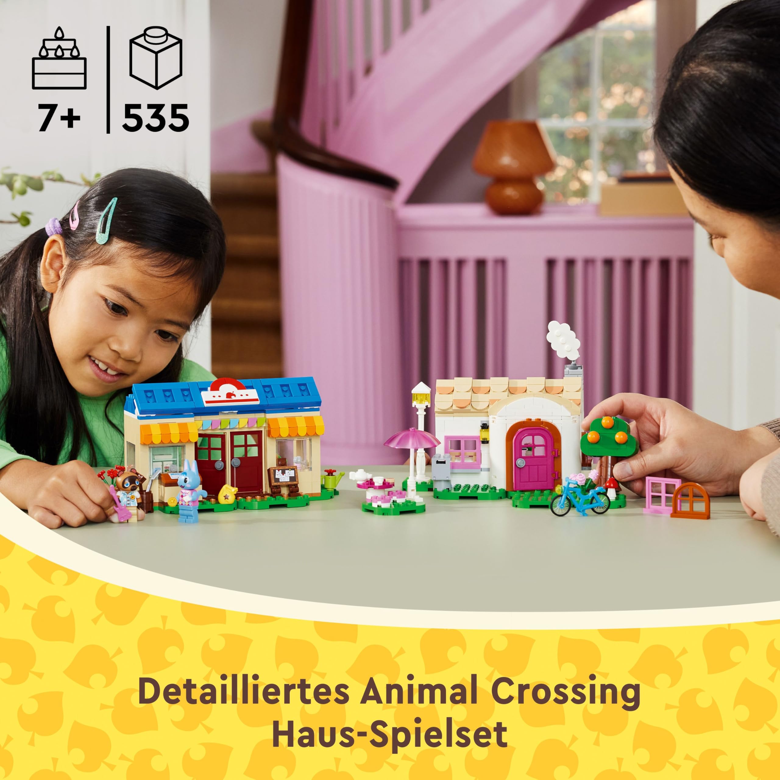 LEGO Animal Crossing Nooks Laden und Sophies Haus Set, kreatives Spielzeug für Kinder mit 2 Mini-Figuren aus der Videospielreihe, Geschenk für Mädchen und Jungen ab 7 Jahren 77050 3
