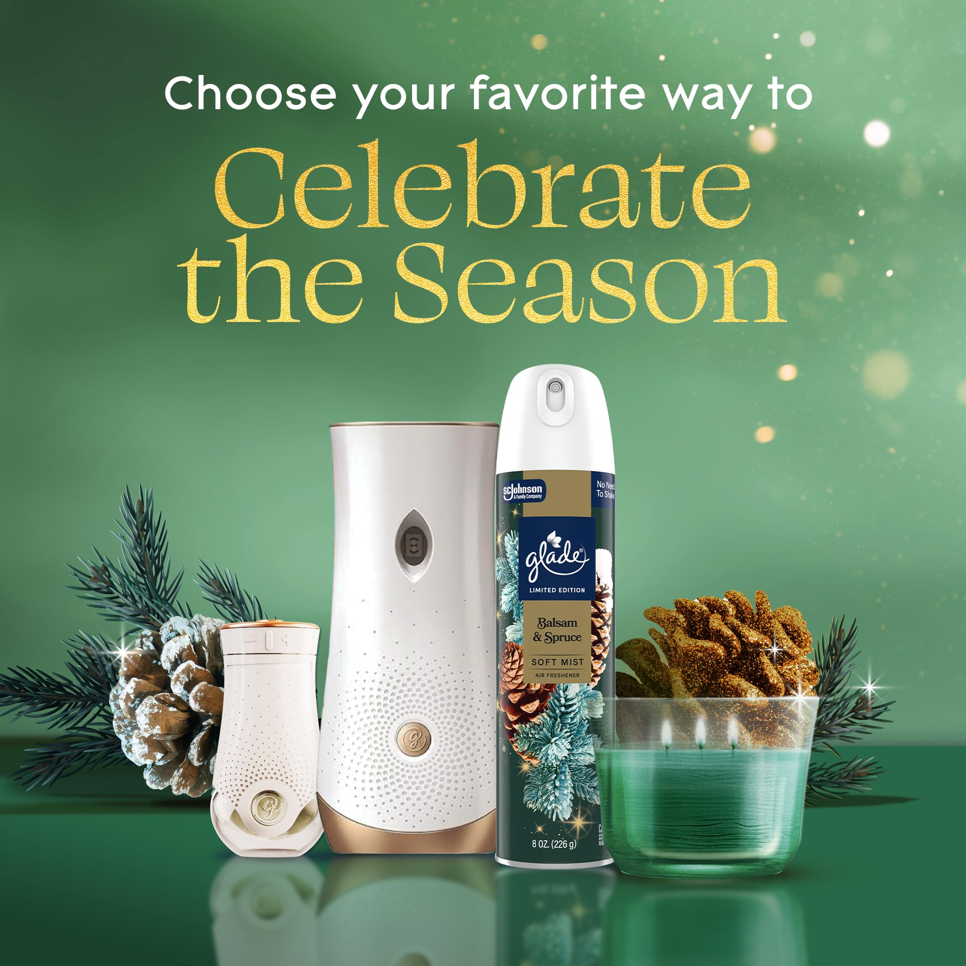 Glade Automatic Spray Refill, Balsam & Spruce, Scented Air Freshener for Home and Bathroom, 6.2 Oz