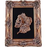 SIKOO Skull Ornaments Gothic Wall Sculpture Vintage Wall Sculptures Antique Wall Art Hand Painted Wall Hanging Skull Decoration Antique Pediment Wall Statue Gallery,Bronze Gold