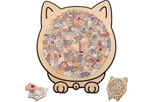 Wooden Cat Jigsaw Puzzle for Adults - 135-Piece Cat Shaped Wooden Puzzle, Decorative Design Home Decor, Creative Puzzle Gifts