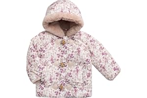 Jessica Simpson Baby Infant Girls Puffer Jacket - Quilted Sherpa Lined Hood Heated Winter Jackets for Toddler Girls (12M-24M)