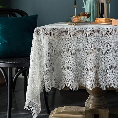 Amazon テーブルクロス手作りシンプルなレース中空キッチンホームデコレーション手作りかぎ針編みのテーブルクロス長方形テーブルクロステーブルキッチンホーム装飾 140 140 センチメートル テーブルクロス オンライン通販