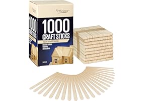 Artlicious 1000 Pcs Wood Craft Sticks, Popsicle Sticks for Crafts, Icecream Sticks, Wooden Dowel, Wax Sticks, Tongue Depressors