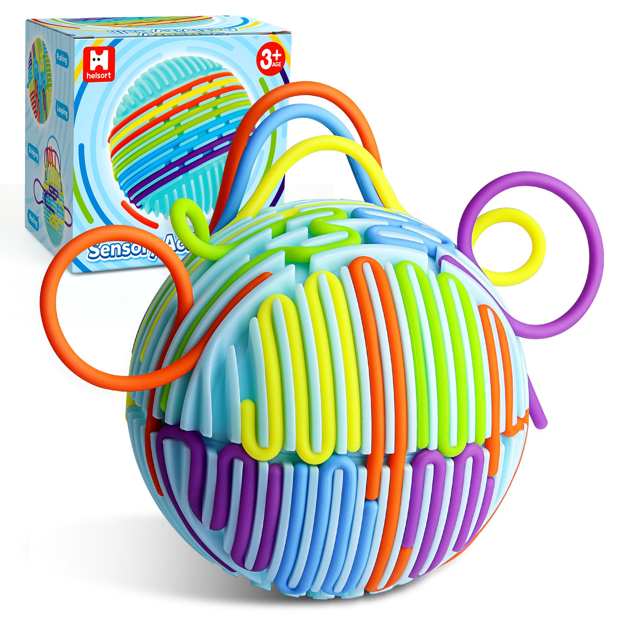 Sensory Fidget Toys for Kids Adults, Sensory Activity Ball with 20 Strings - Anxiety Relief, Calming Autism ADHD Focus, Travel-Friendly Toys with Portable Storage Bag