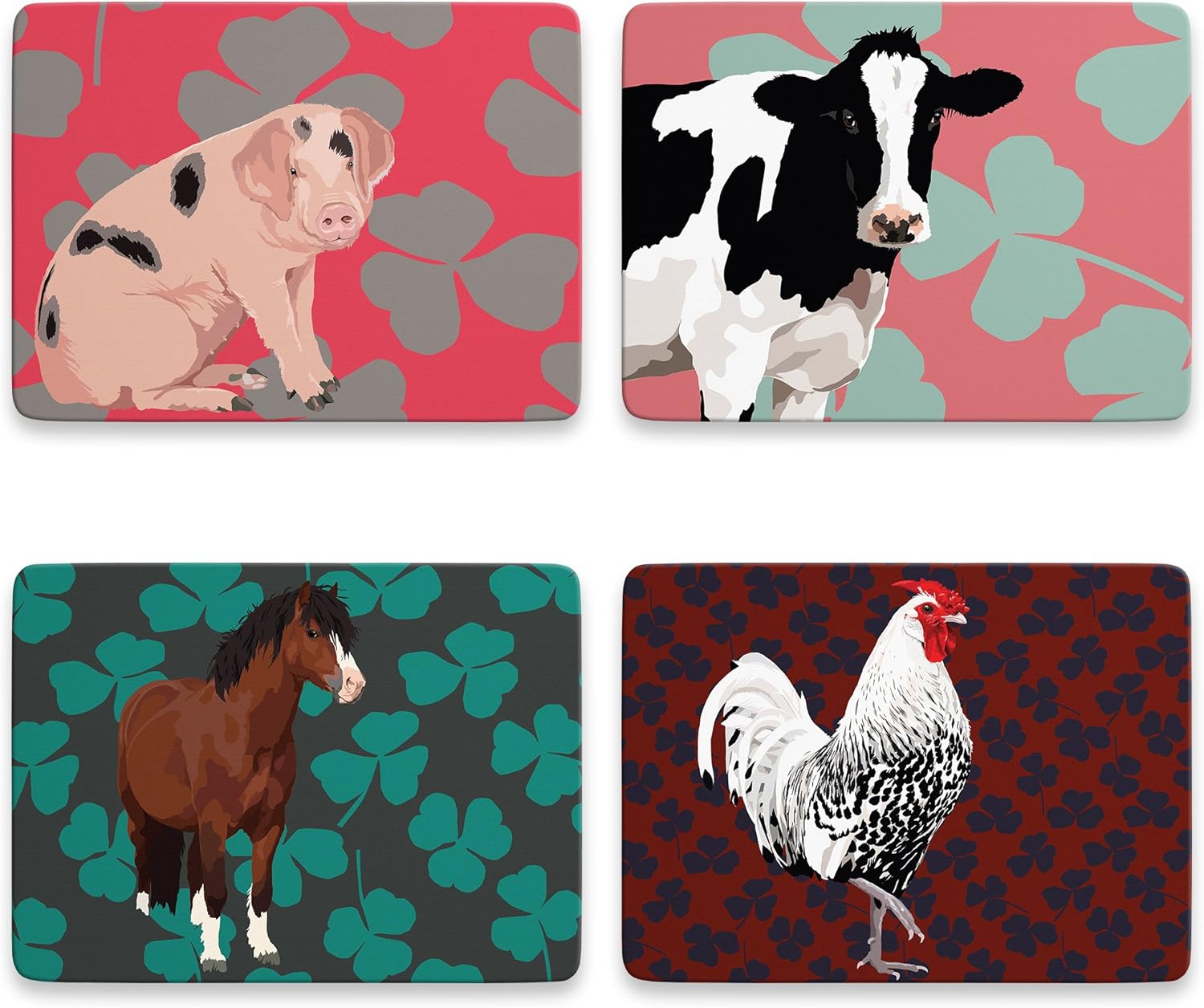Leslie Gerry Animal Placemats Set of 4 Cow Horse Rooster Pig Amazon.co