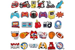 Maverileisure Shoe Charms for Clog Sandals Decoration Video Game Sports Basketball Baseball Soccer Football Volleyball Shoes Charm for Teacher Students Teen Adult Men Women Party Favor Gifts