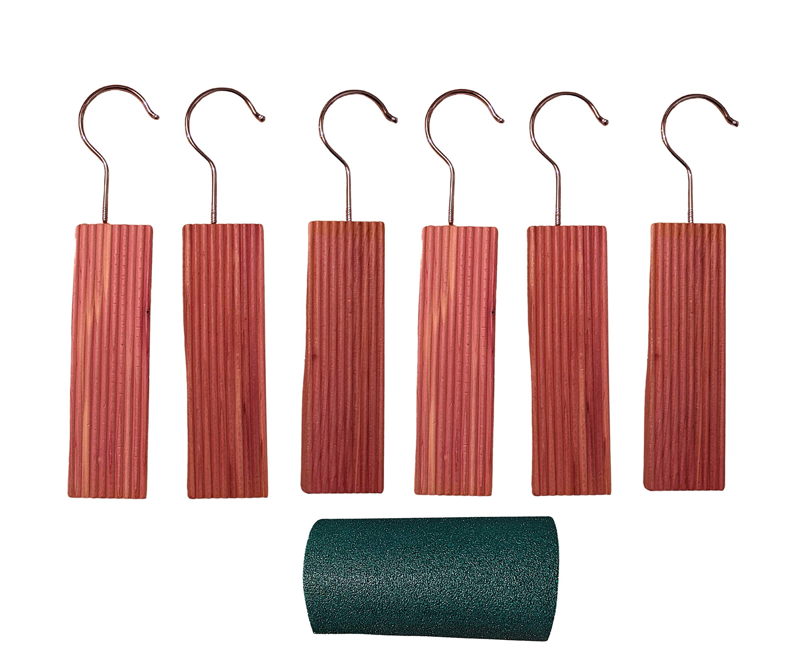 Moth Repellent Cedar in a Set of 6 Block Hangers with Hooks and Free Sandpaper for Scent Renewal. Natural, Non-Toxic, Ecological.