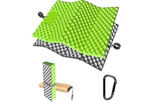 HAFITH Foam Hiking Seat, Sit Pad, Sit Pads for Backpacking, Seat Cushion with Carabiner Clips, Carry Bag, Waterproof Foam Seat for Camping, Hiking, Outdoor, Green