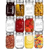 Ball Regular Mouth Mason Jars 16 oz. (12 Pack) - Pint Size Jars with Airtight Lids and Bands for Canning, Fermenting, Picklin