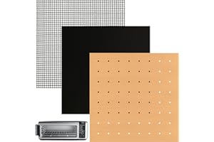 WMKGG 12 inch Square Air Fryer Liners Set, 3 Pack Non-stick Reusable Toaster Oven Mat Compatible with Ninja Foodi Flip SP101/SP201/SP301/SP351, Cuisinart Toaster Oven, Microwave