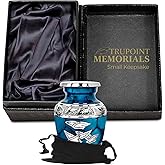 Trupoint Memorials Small Urns for Human Ashes Keepsake, Decorative Mini Cremation Urn for Adult Men & Women – Small, Blue Birds
