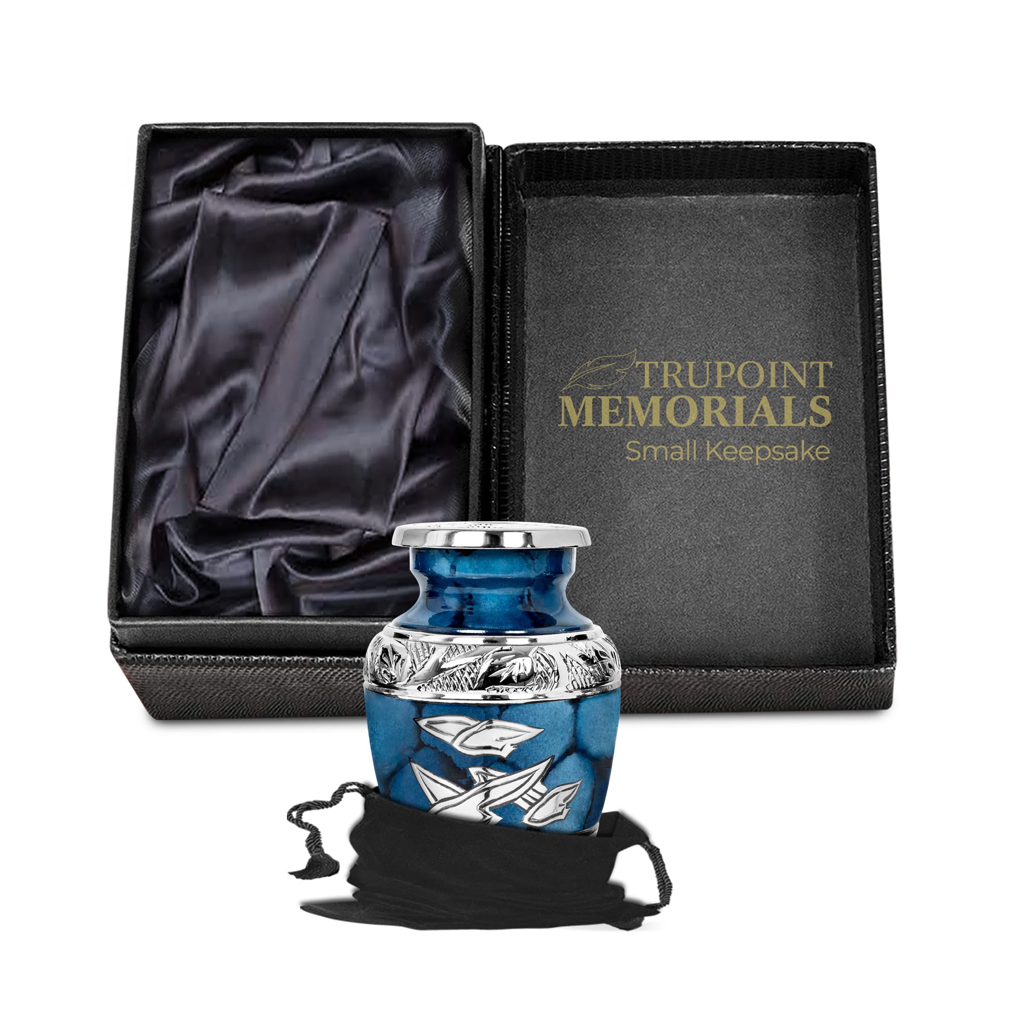 Trupoint Memorials Small Urns for Human Ashes Keepsake, Decorative Mini Cremation Urn for Adult Men & Women – Small, Blue Birds